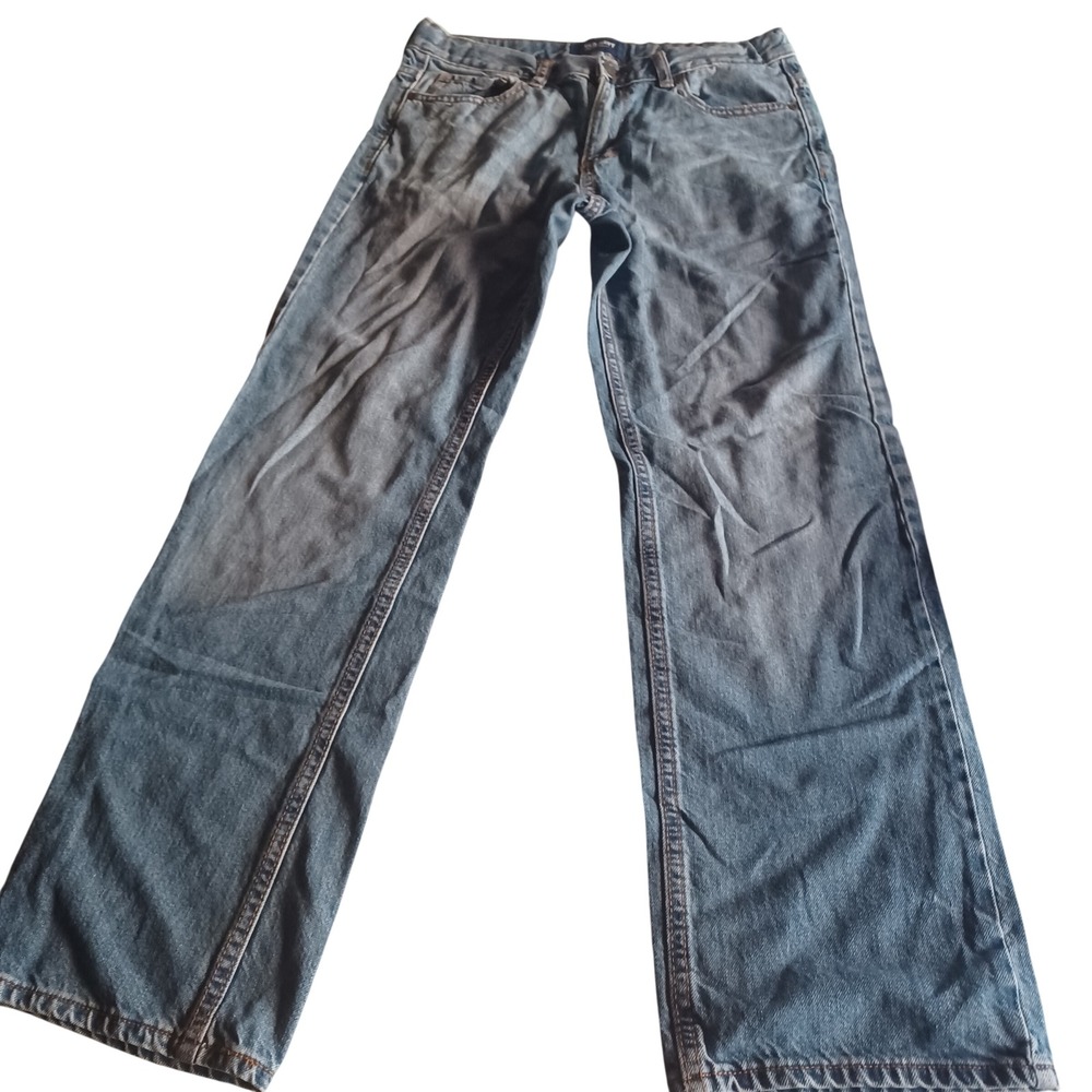 Old Navy Straight Leg Jeans Medium Wash Blue Denim 12 Husky Adjustable Waist